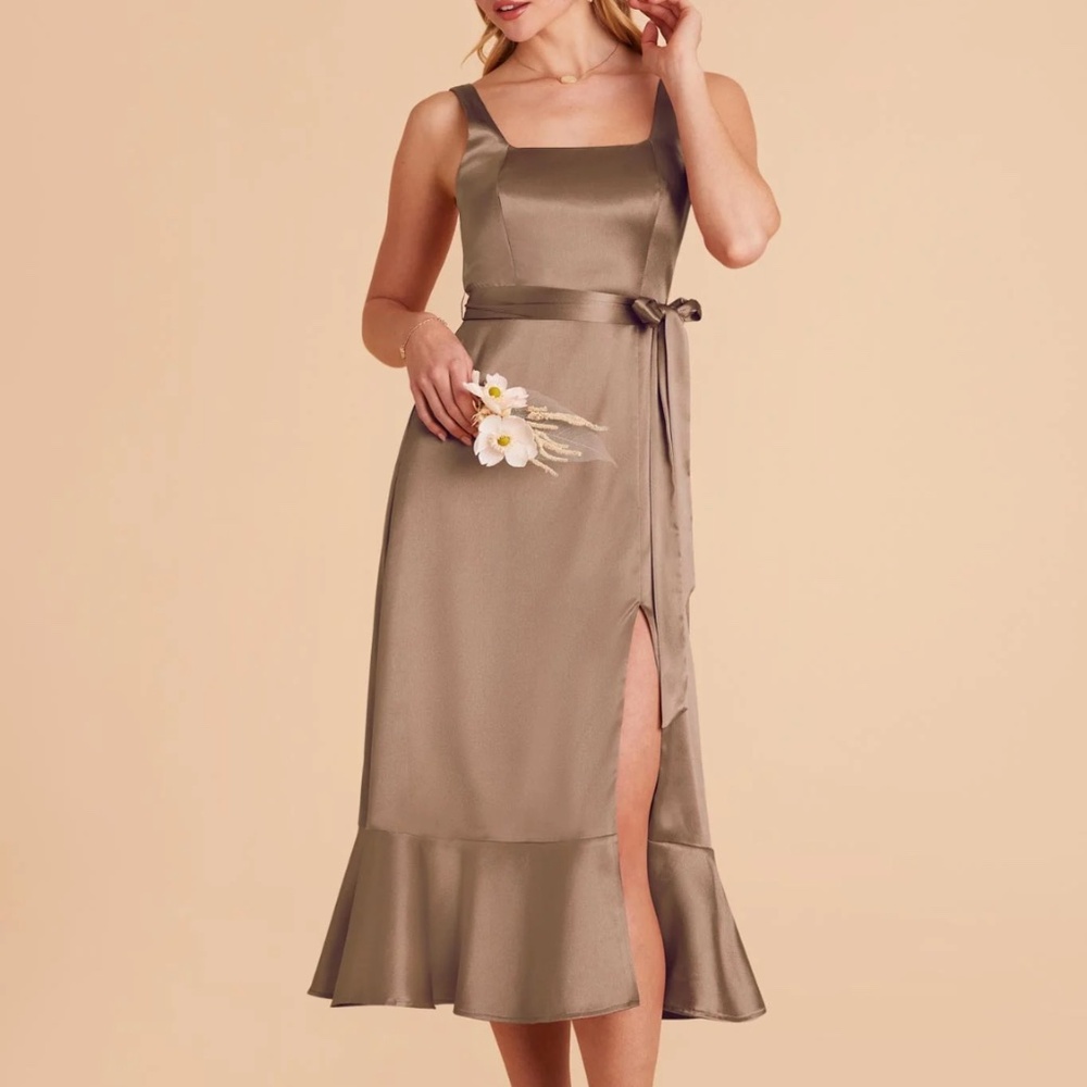 Mocha, Birdy Grey Bridesmaid Silk Midi Dress